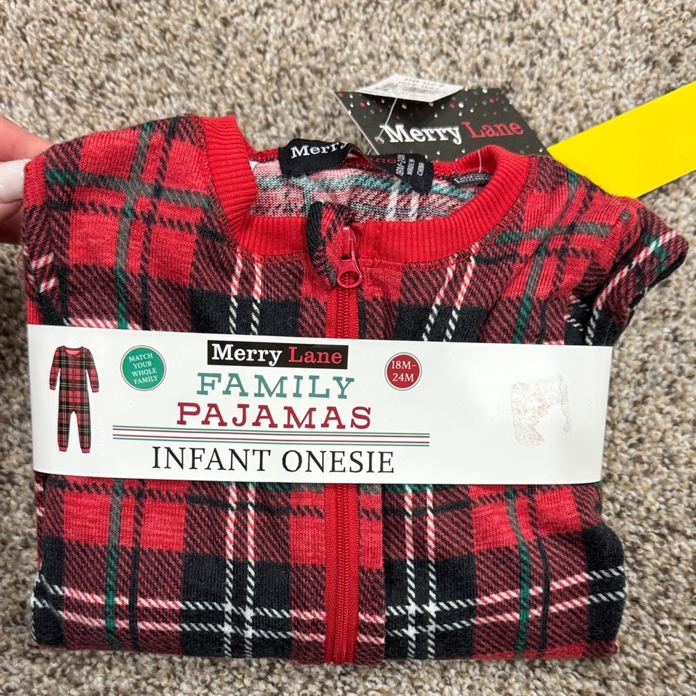 Merry Lane Red & Black Plaid Infant Onesie - Family Pajamas